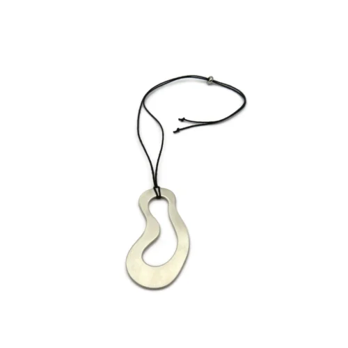 Large Organic Satin Silver Pendant