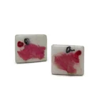 Real Flower Enamel Silver Stud Earrings
