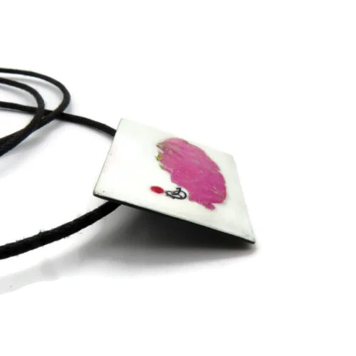 Real Flower Enamel Oxidized Silver Pendant