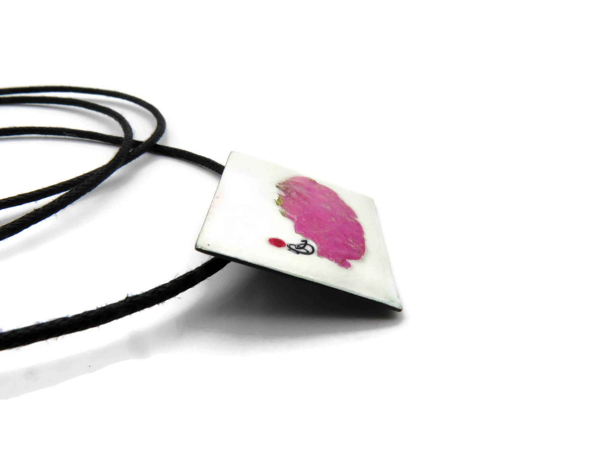 Real Flower Enamel Oxidized Silver Pendant