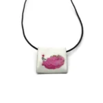 Real Flower Enamel Oxidized Silver Pendant
