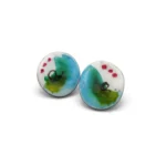 Artistic Enamel Silver Stud Earrings