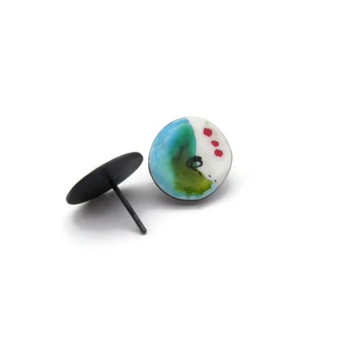 Artistic Enamel Silver Stud Earrings