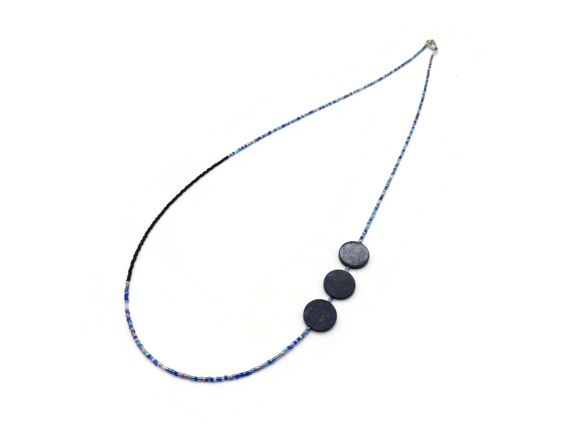 Long Lapis Lazuli Necklace with Miyuki Beads