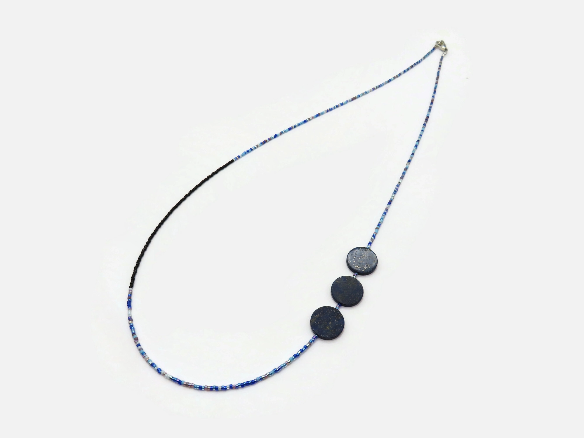 Long Lapis Lazuli Necklace with Miyuki Beads