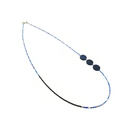 Long Lapis Lazuli Necklace with Miyuki Beads