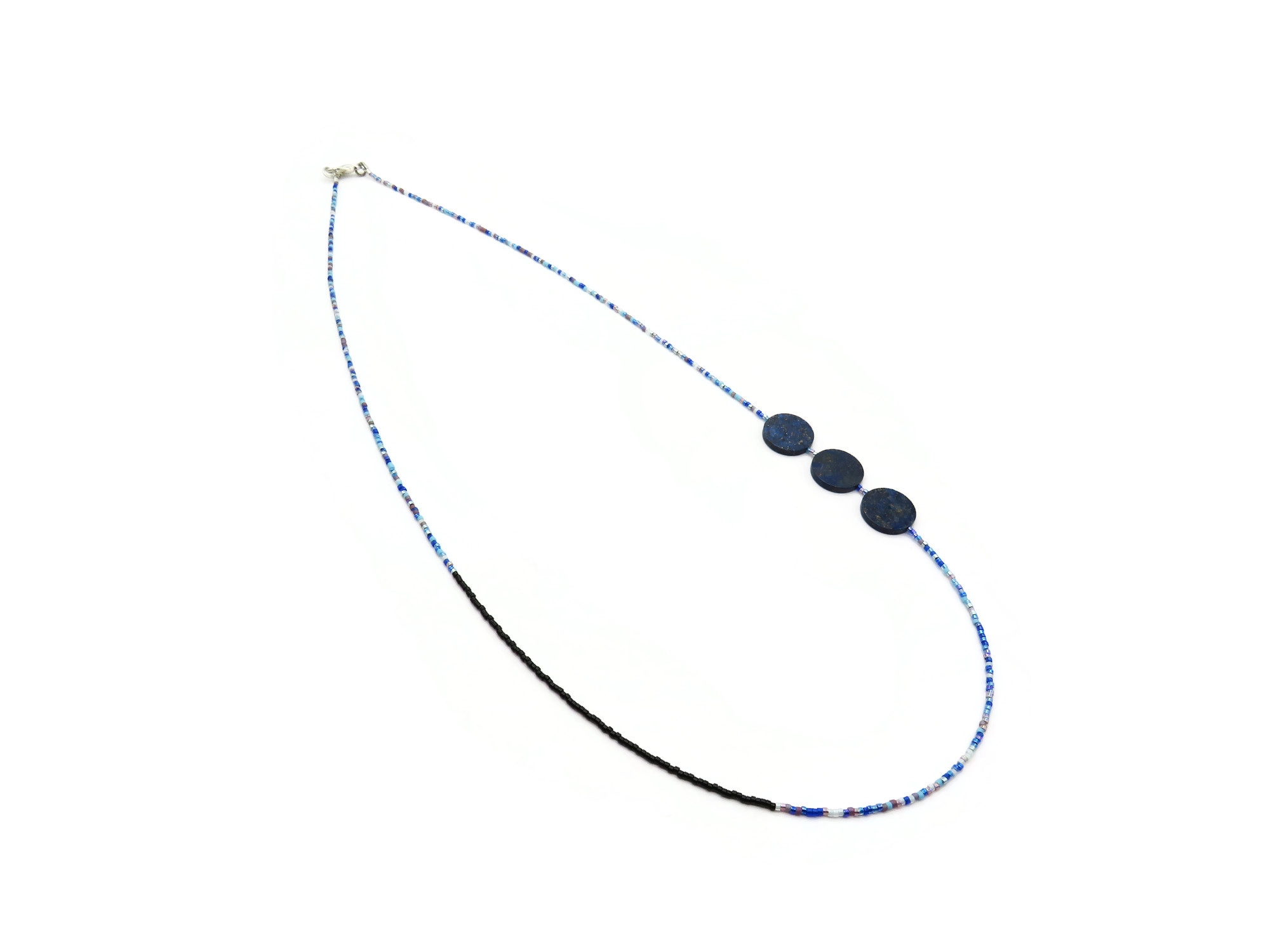 Long Lapis Lazuli Necklace with Miyuki Beads