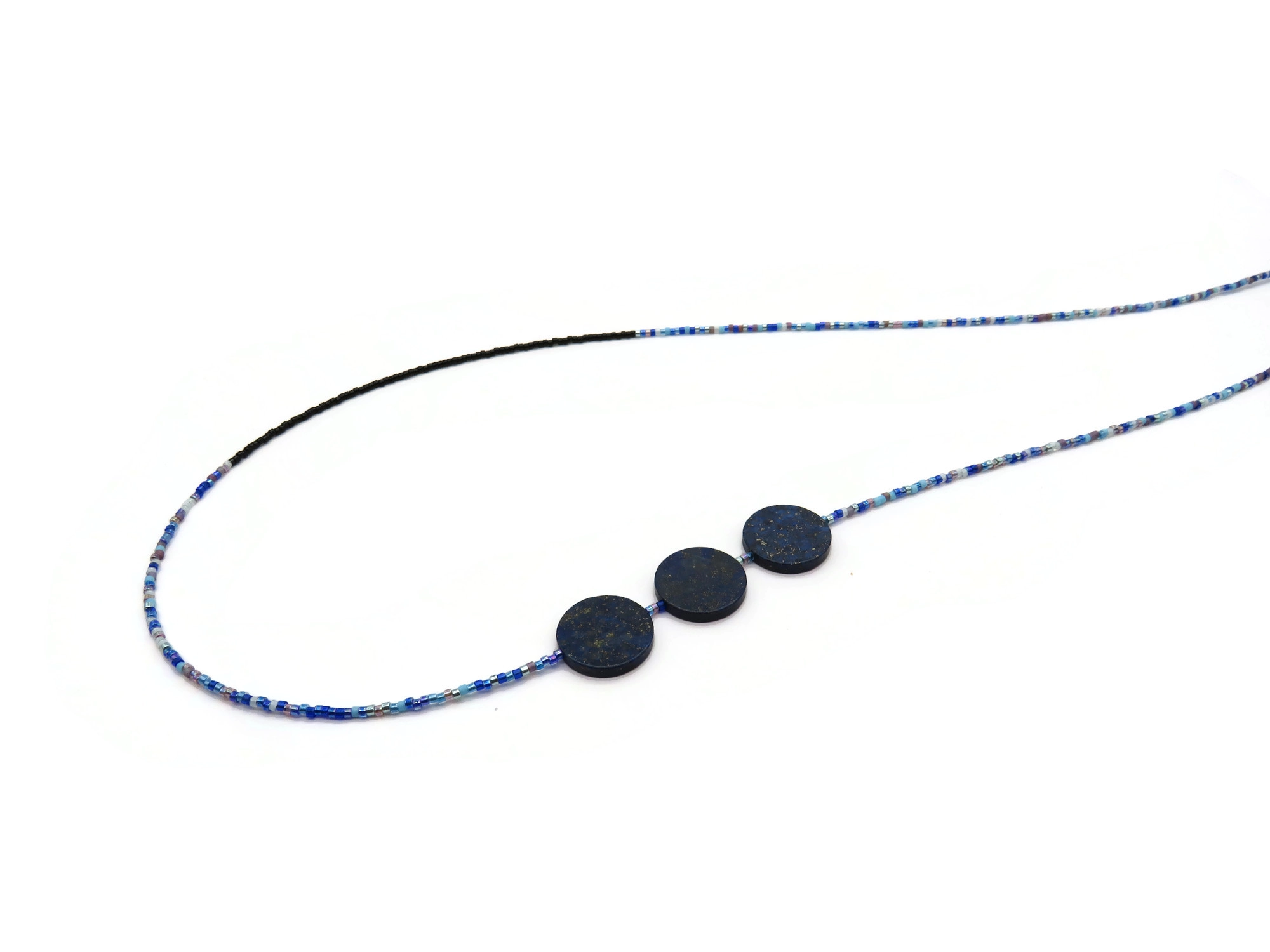 Long Lapis Lazuli Necklace with Miyuki Beads