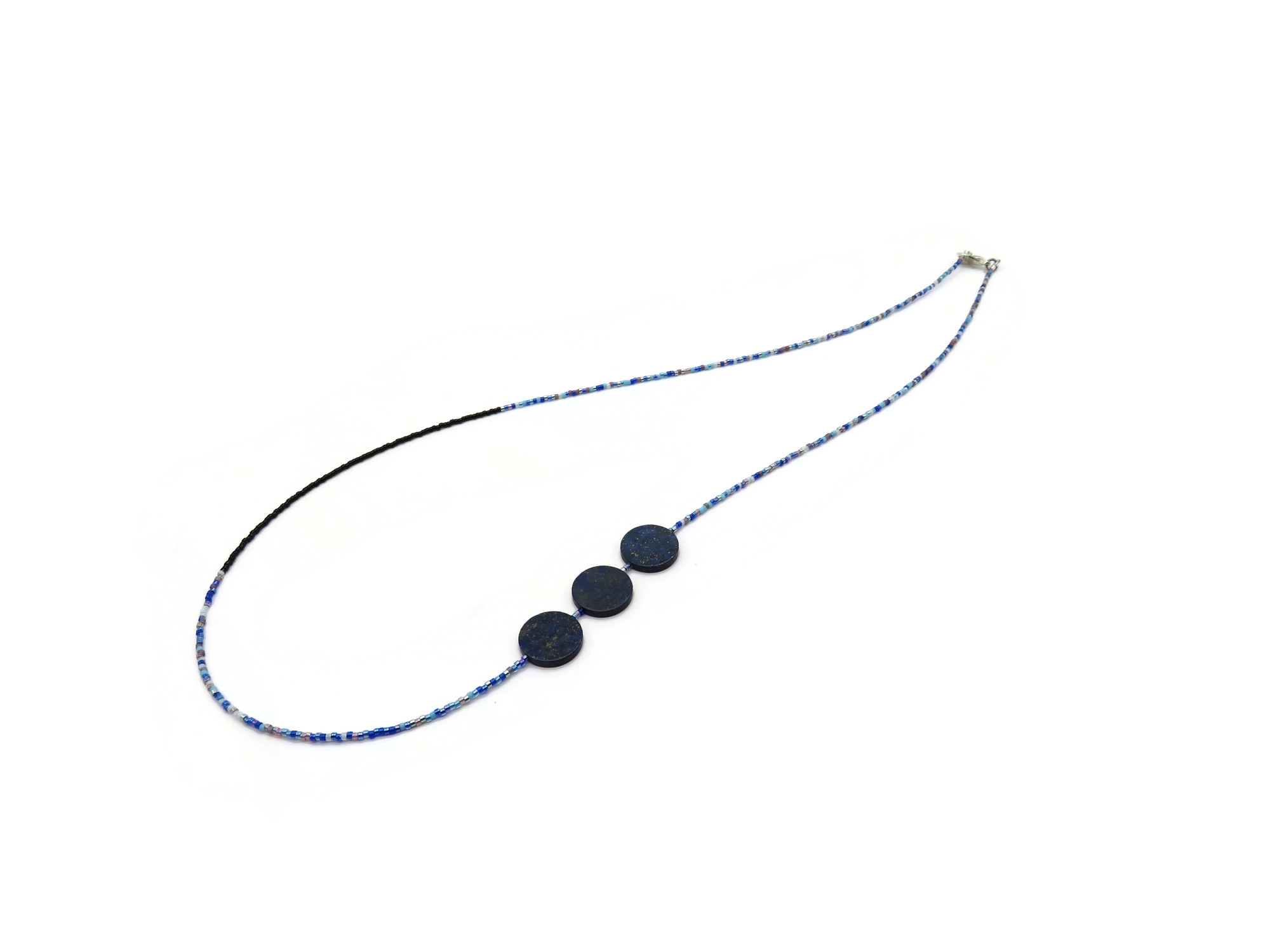 Long Lapis Lazuli Necklace with Miyuki Beads