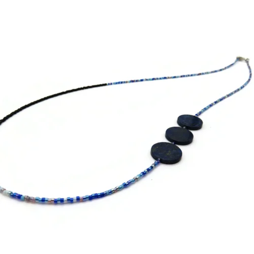 Long Lapis Lazuli Necklace with Miyuki Beads