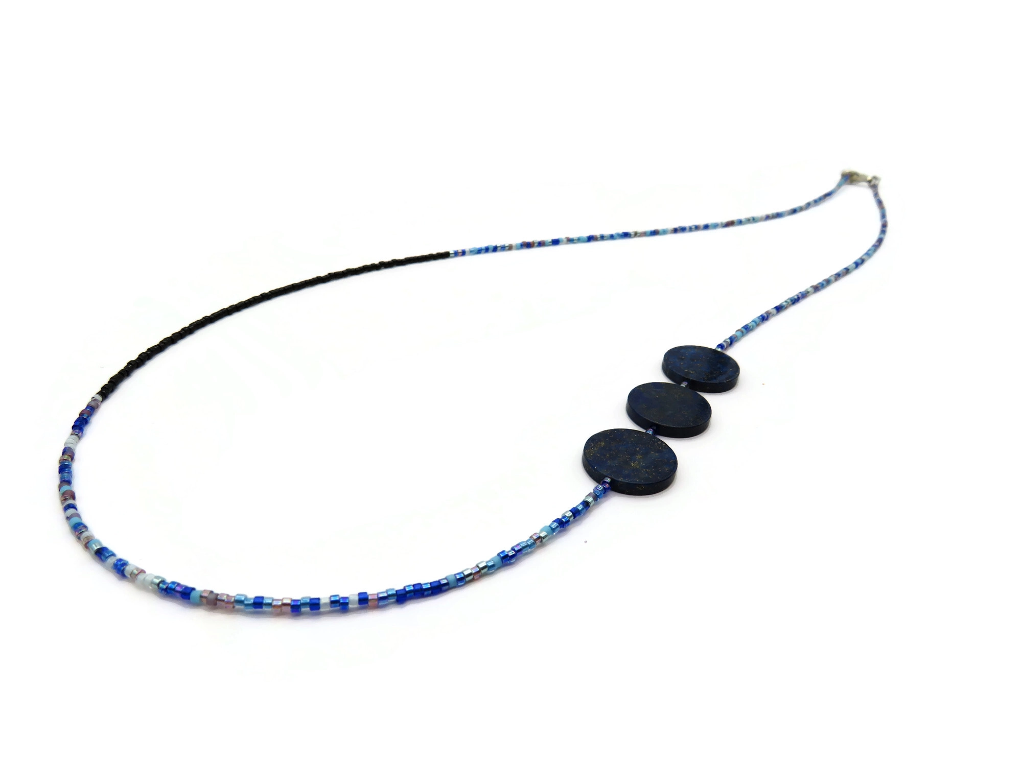 Long Lapis Lazuli Necklace with Miyuki Beads