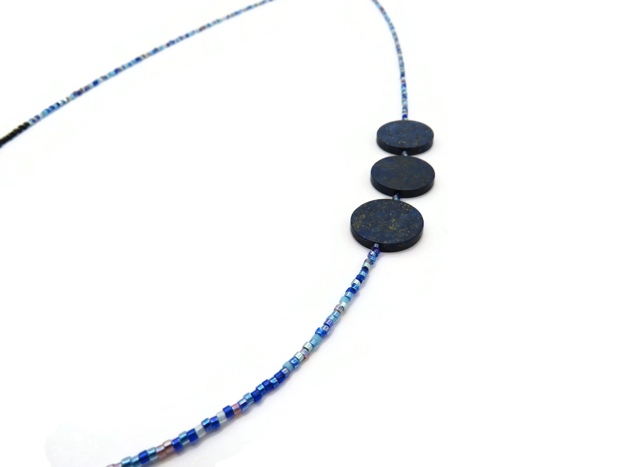 Long Lapis Lazuli Necklace with Miyuki Beads