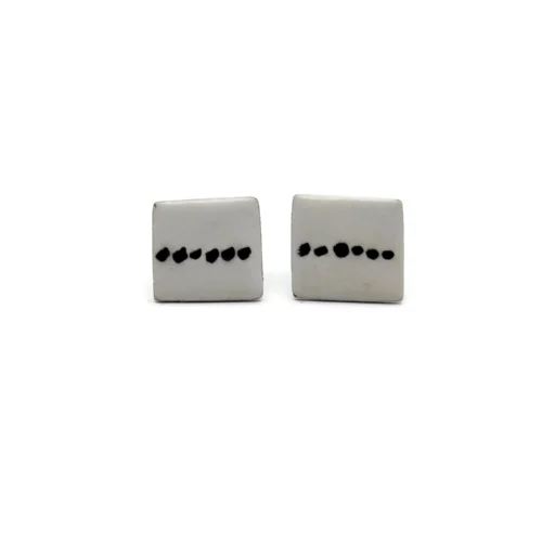 Black and White Enamel Silver Stud Earrings