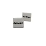 Black and White Enamel Silver Stud Earrings