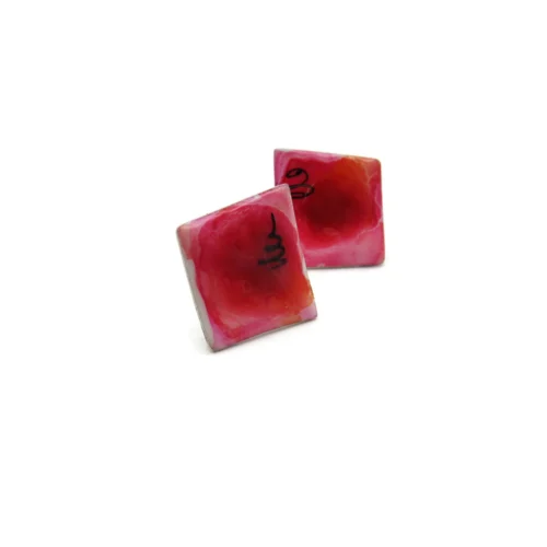 Contemporary Enamel Silver Stud Earrings