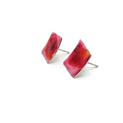 Contemporary Enamel Silver Stud Earrings