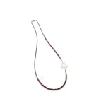 Long Garnet Bead Necklace with Sterling Silver Pendant