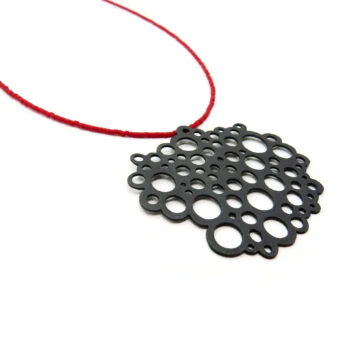 Oxidized Silver Necklace with Red Miyuki Beads