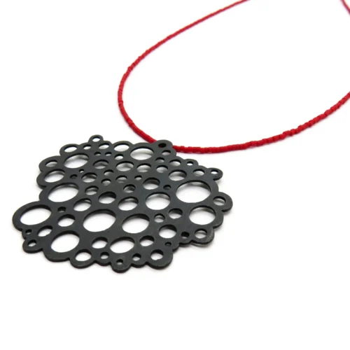 Oxidized Silver Necklace with Red Miyuki Beads