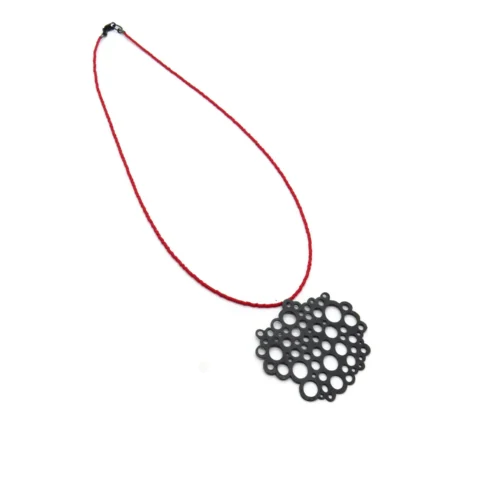 Oxidized Silver Necklace with Red Miyuki Beads