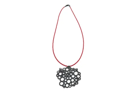 Oxidized Silver Necklace with Red Miyuki Beads