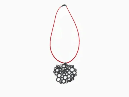 Oxidized Silver Necklace with Red Miyuki Beads