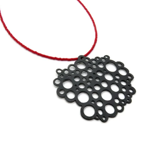 Oxidized Silver Necklace with Red Miyuki Beads