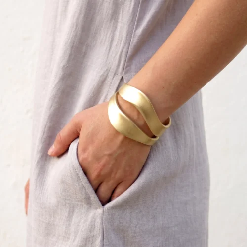 Wide Organic Satin Gold Cuff