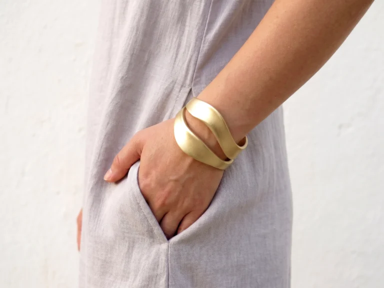 Wide Organic Satin Gold Cuff