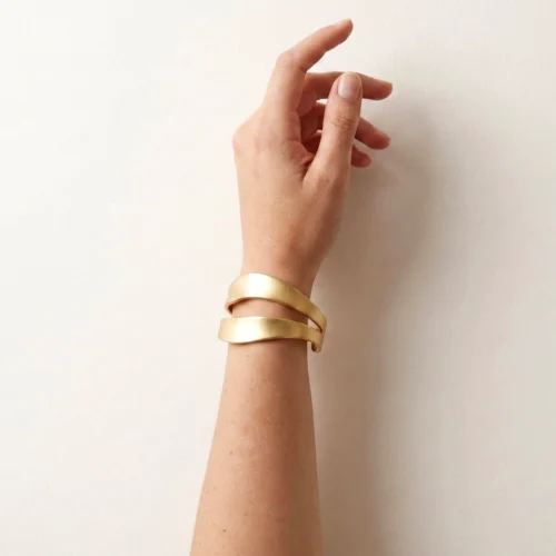 Wide Organic Satin Gold Cuff