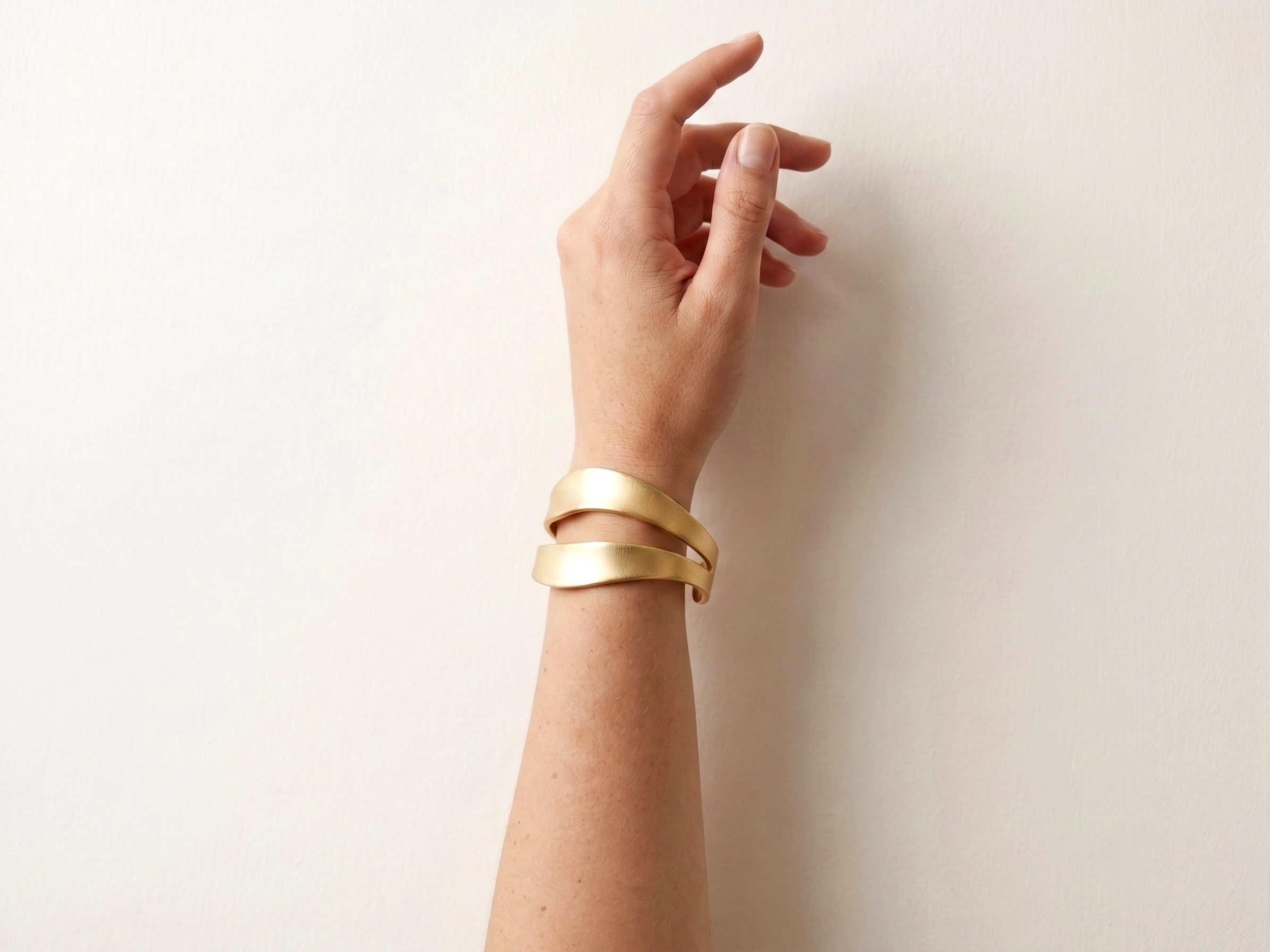 Wide Organic Satin Gold Cuff