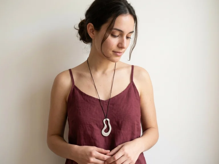 Large Organic Satin Silver Pendant