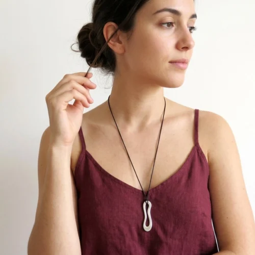 Organic Satin Silver Pendant