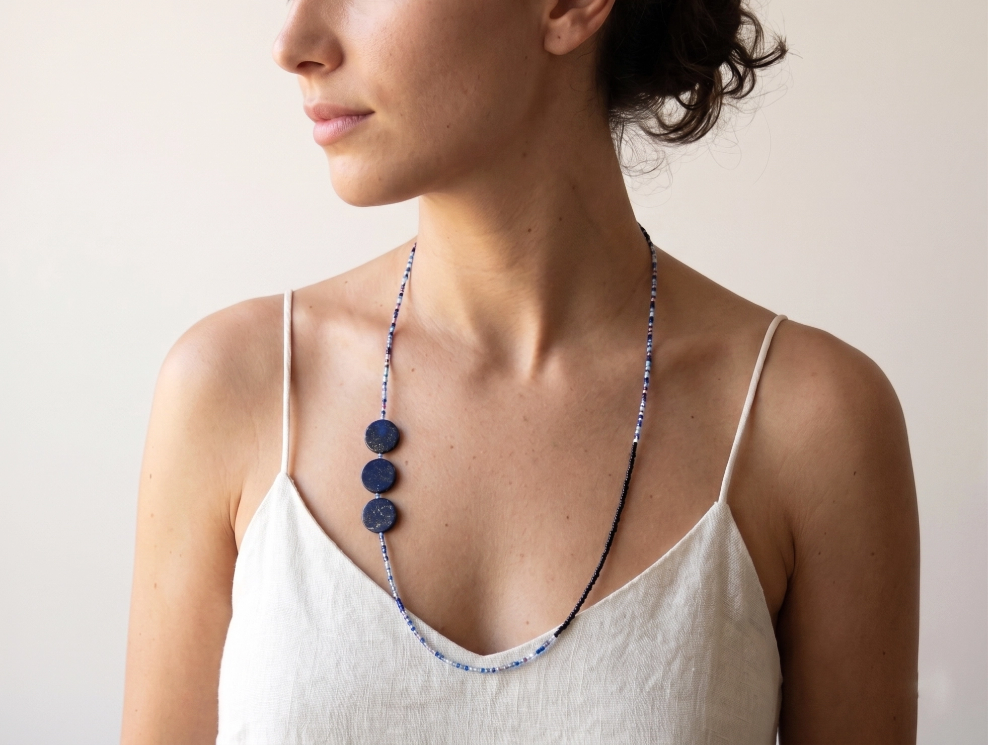 Long Lapis Lazuli Necklace with Miyuki Beads
