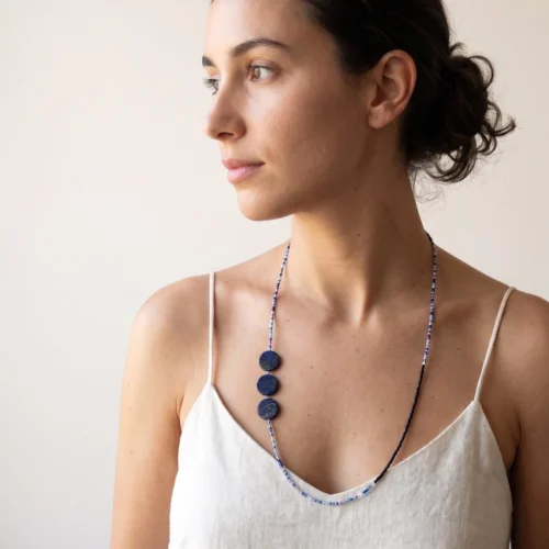 Long Lapis Lazuli Necklace with Miyuki Beads