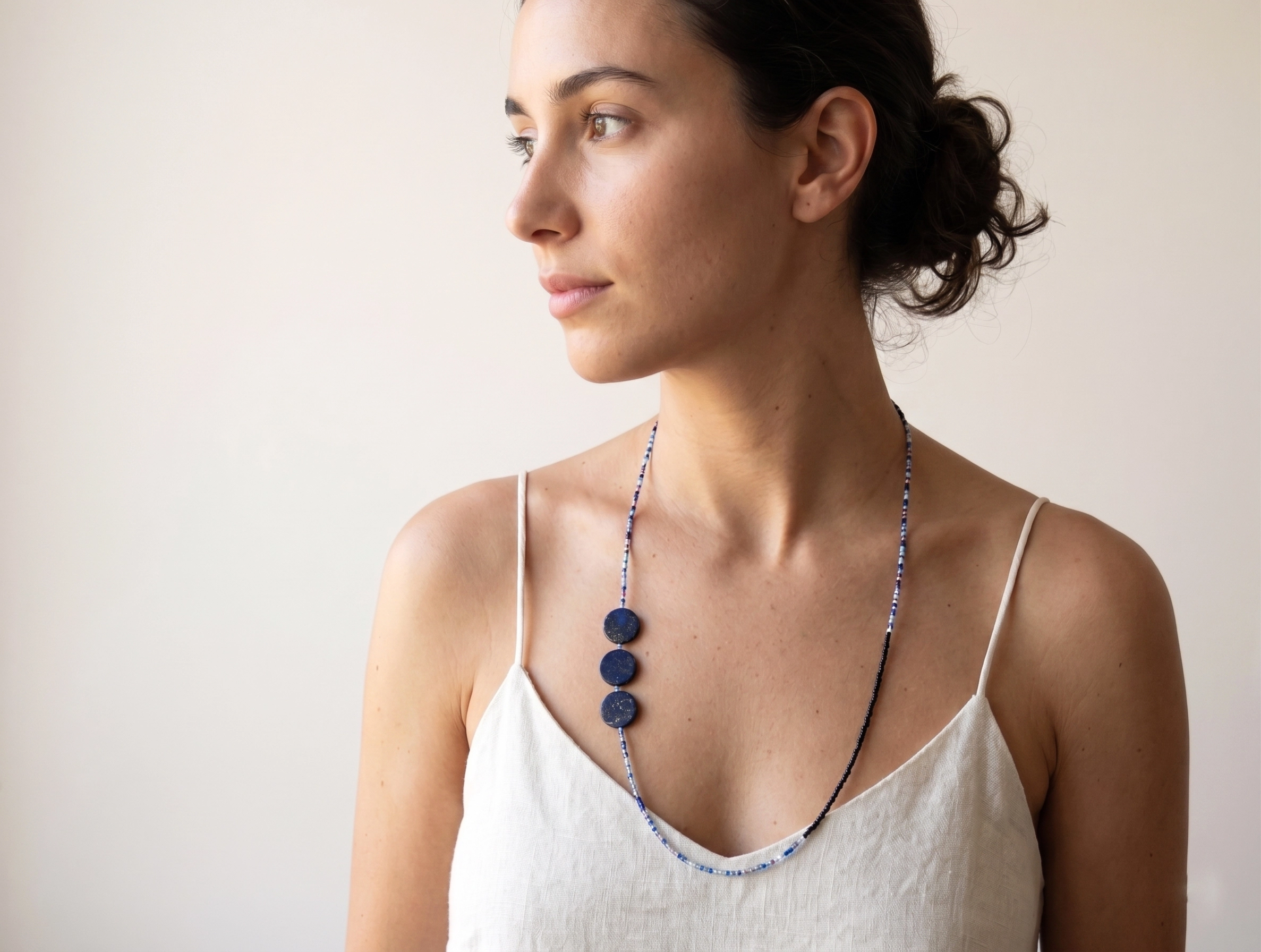Long Lapis Lazuli Necklace with Miyuki Beads