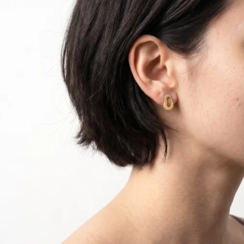 Organic Satin Gold Stud Earrings