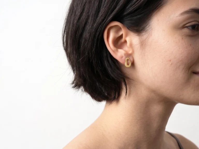 Organic Satin Gold Stud Earrings