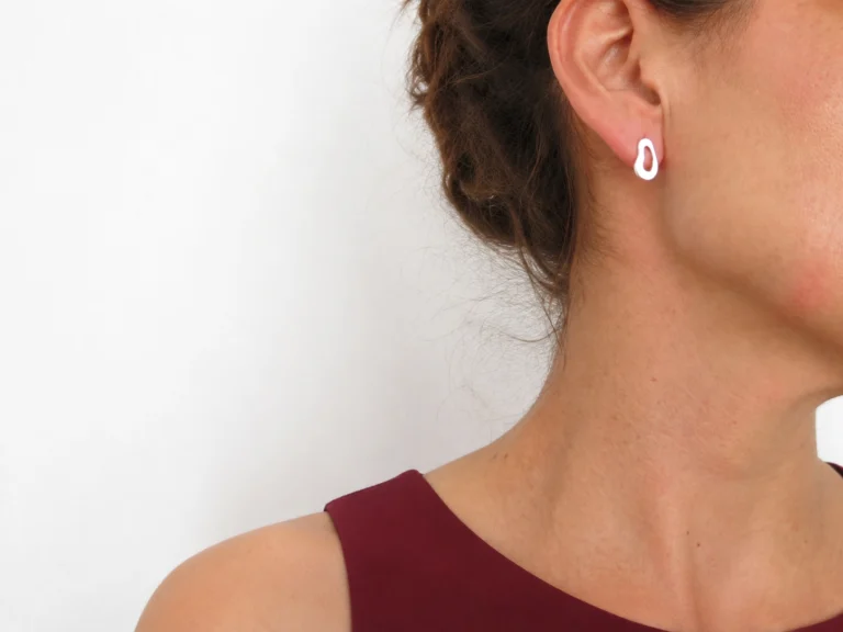 Organic Satin Silver Stud Earrings