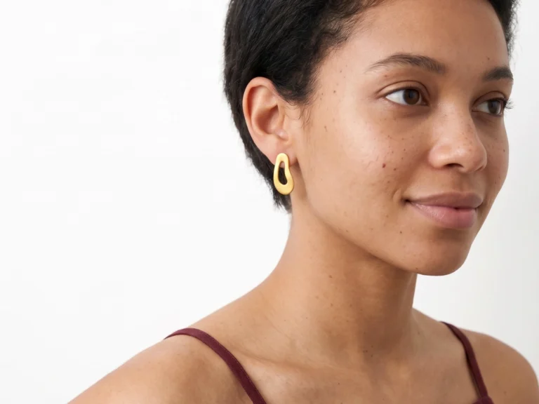 Large Organic Satin Gold Stud Earrings