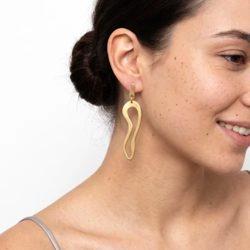 Organic Satin Gold Link Earrings