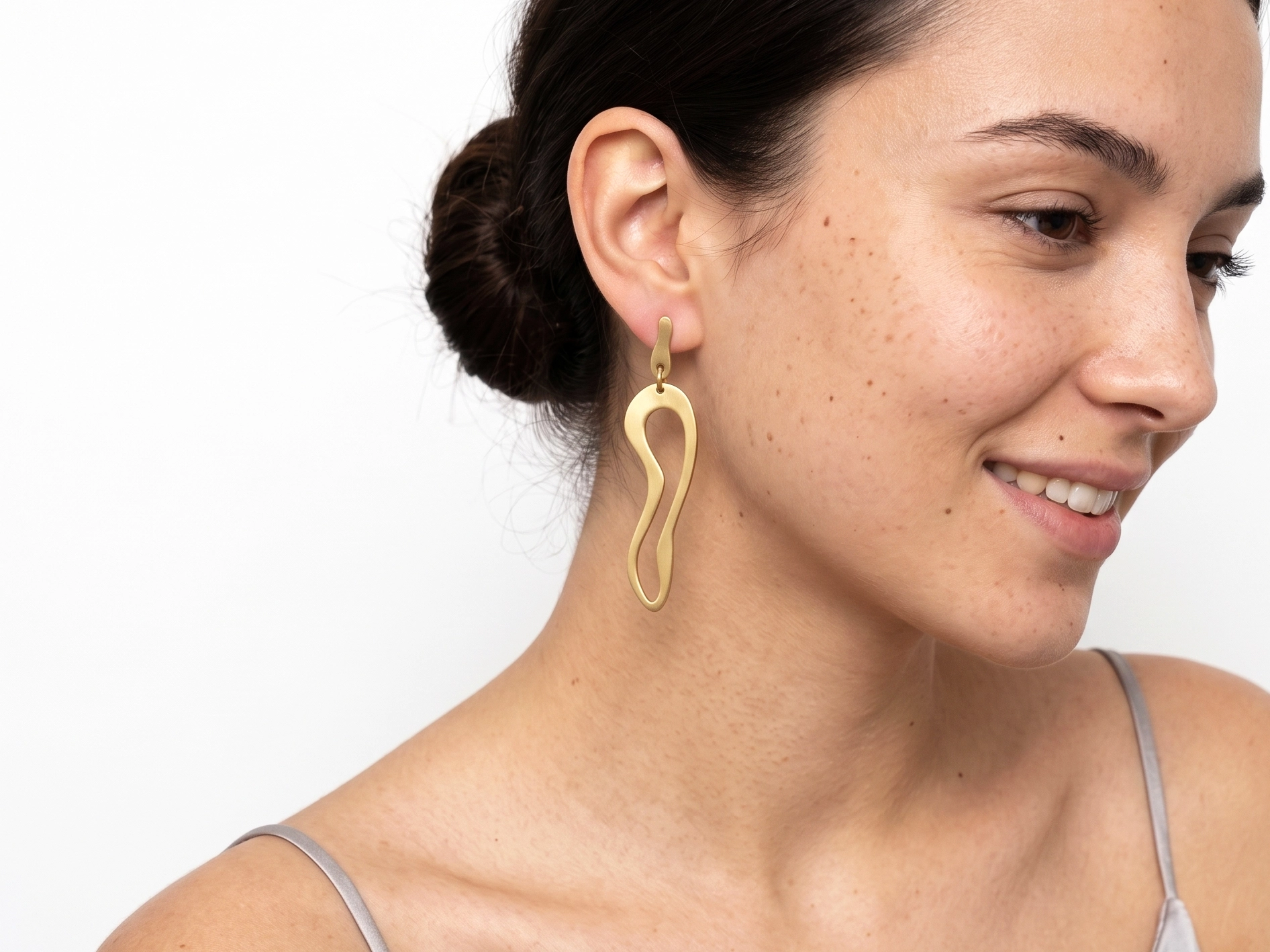 Organic Satin Gold Link Earrings