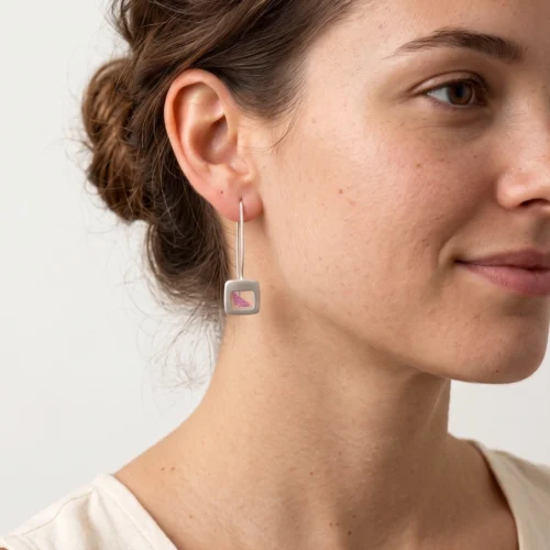 Pink Petal Resin Drop Earrings