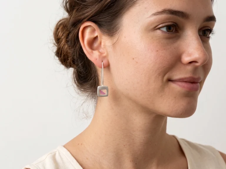Pink Petal Resin Drop Earrings