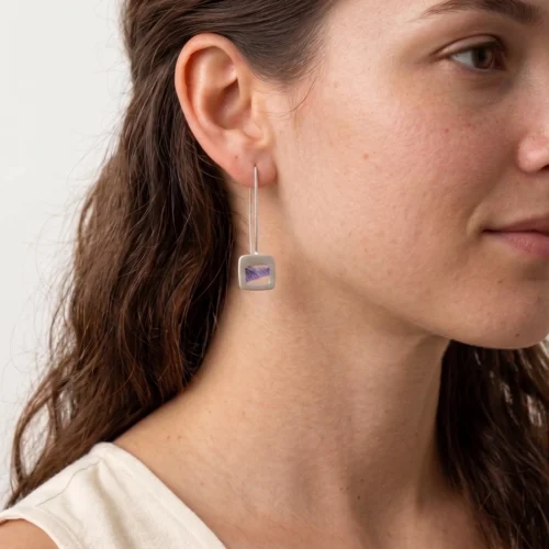 Violet Petal Resin Drop Earring