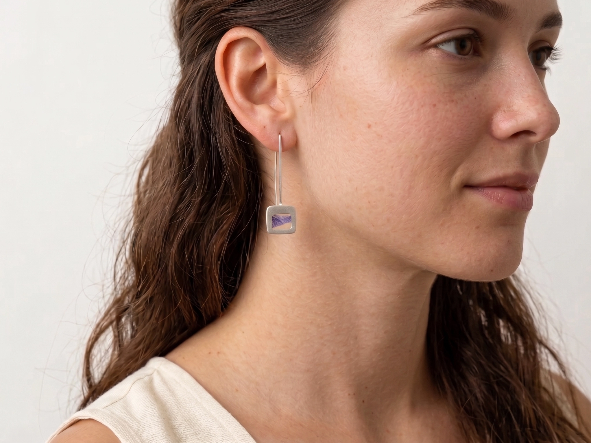 Violet Petal Resin Drop Earring