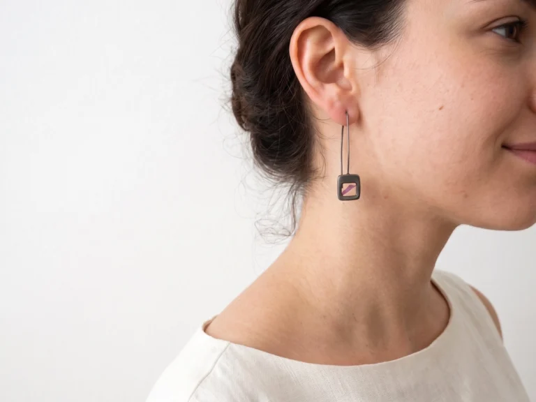 Pink Petal Ruthenium Earrings