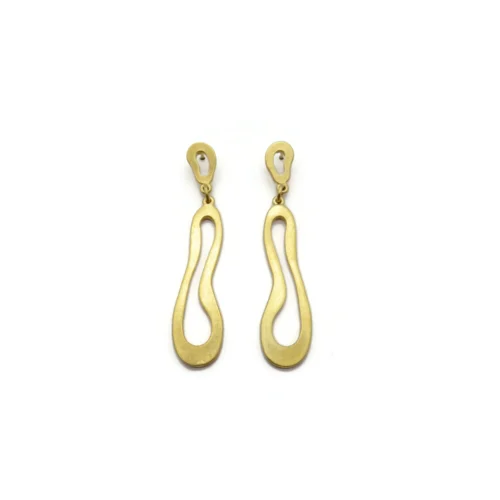 Organic Satin Gold Drop Earrings