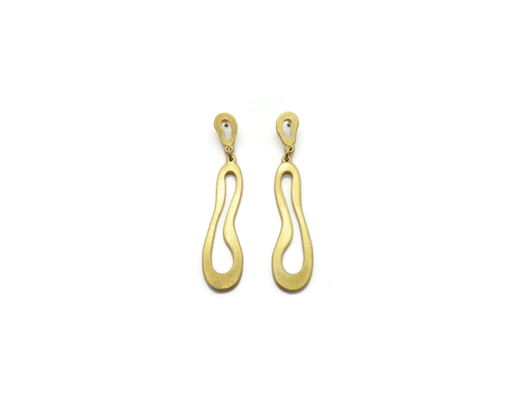 Organic Satin Gold Drop Earrings