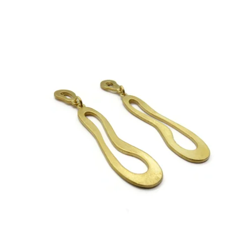 Organic Satin Gold Drop Earrings